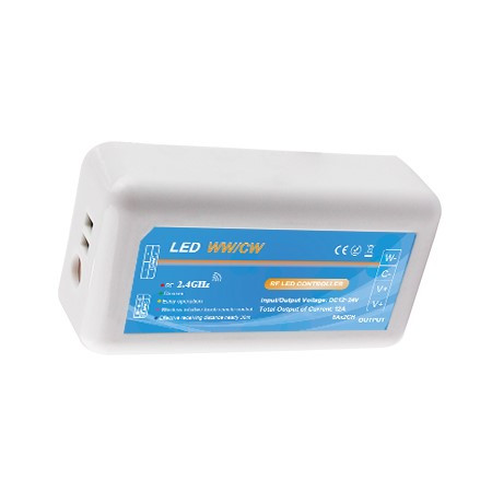 4-zónový prijímač RF pre CCT LED pásy (teplá a studená biela), 12 V 144 W / 24 V 288 W (KM-WW+CW-4Z-21)