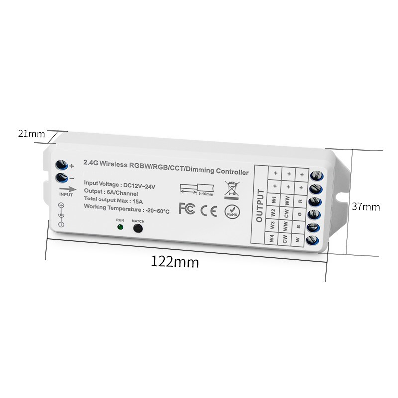 Univerzálny prijímač RF pre LED pásy, 12 V 180 W / 24 V 360 W