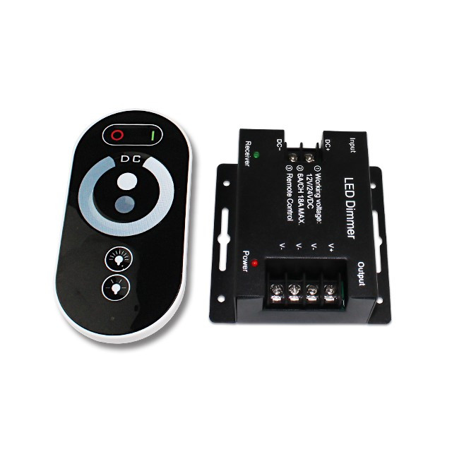 Stmievač pre jednofarebné LED pásy s diaľkovým ovládaním RF, 12 V 216 W / 24 V 432 W (KM-W-11)