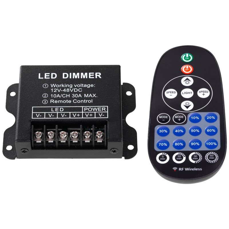 Stmievač pre jednofarebné LED pásy s diaľkovým ovládaním RF, 12 V 360 W / 24 V 720 W (KM-W-15)