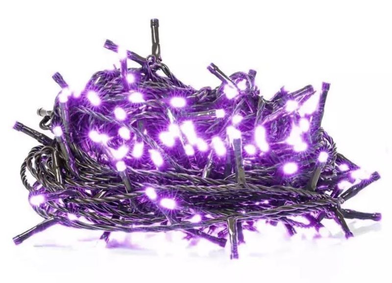 LED vianočná reťaz 10-14, 10 m, 100 LED, vonkajšia aj vnútorná, purpurová, časovač