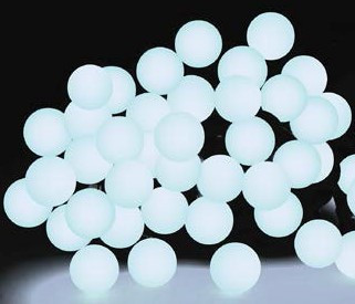 LED vianočná reťaz s guličkami 309-20, 7 m, 100 LED, vonkajšia aj vnútorná, studená biela, programy