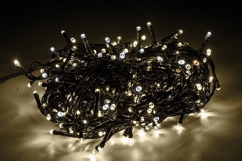 LED vianočná reťaz 3-17, 15 m, 300 LED, vonkajšia aj vnútorná, teplá biela, FLASH studená biela