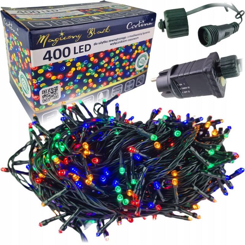 LED vianočná reťaz 642-21, 20 m, 400 LED, vonkajšia aj vnútorná, multicolor, časovač