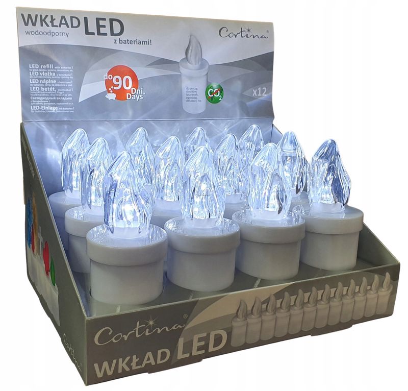 LED vklad do hrobového lampáša 4-15, studené biele svetlo, na batérie 2× AA