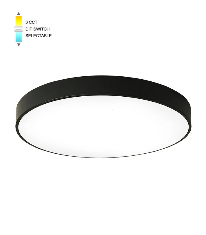 LED stropné svietidlo FINESSE R1-25, 25 W, Ø 30 cm, CCT, čierne