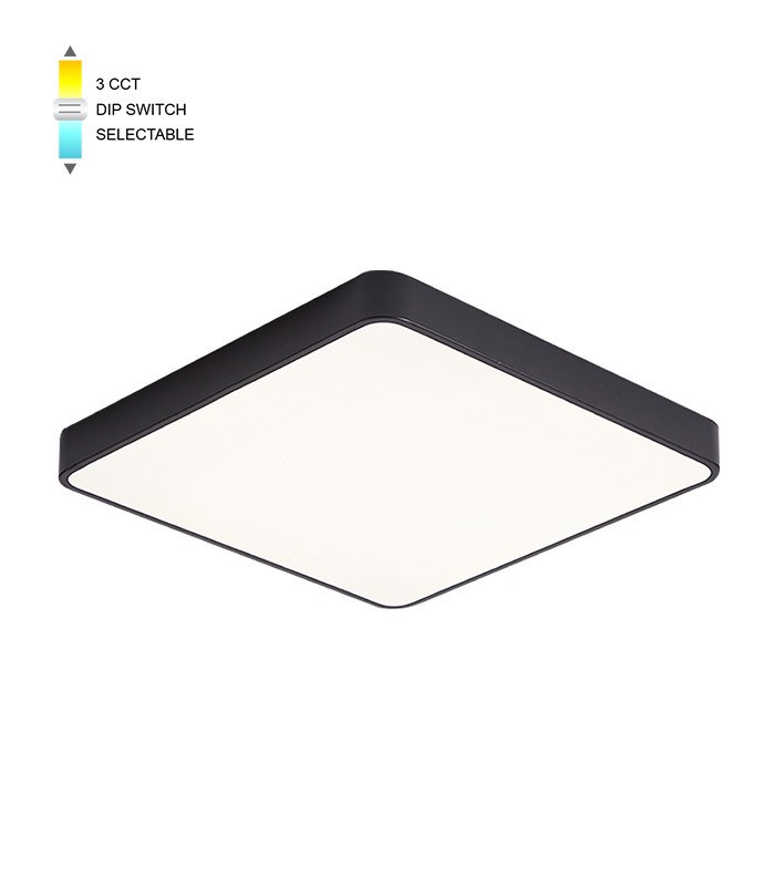 LED stropné svietidlo FINESSE S1-25, 25 W, 30 × 30 cm, CCT, čierne
