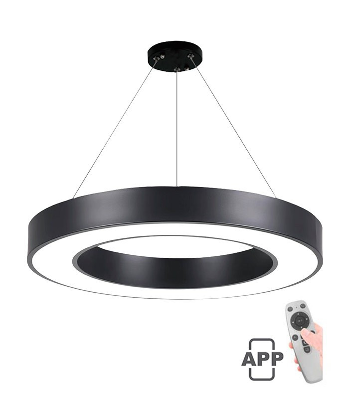 LED stropné svietidlo FINESSE D-60, 60 W, Ø 60 cm, CCT, čierne