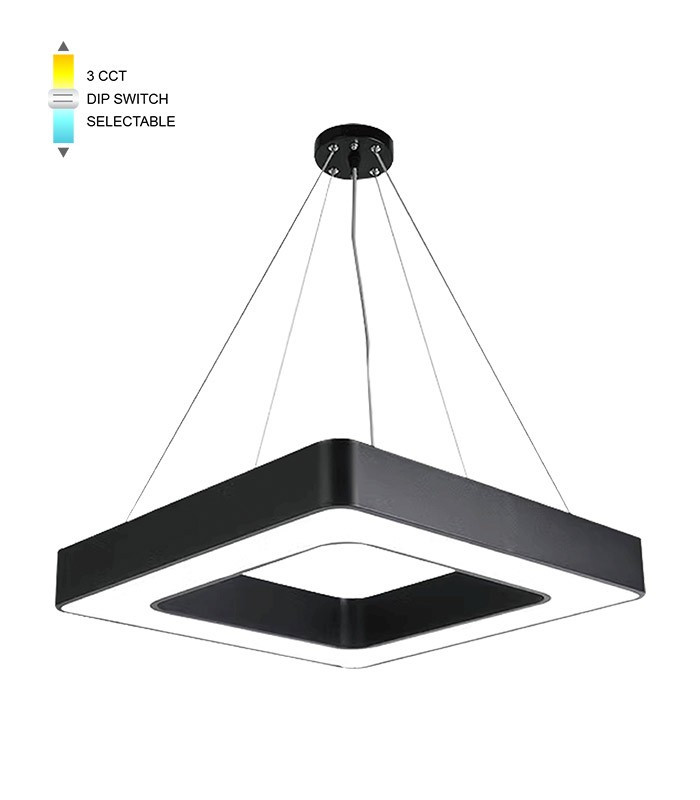 LED stropné svietidlo FINESSE F-45, 45 W, 50 × 50 cm, CCT, čierne