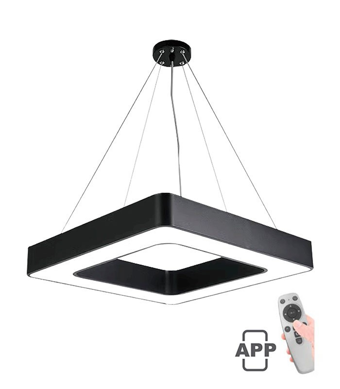 LED stropné svietidlo FINESSE F-60, 60 W, 60 × 60 cm, CCT, čierne