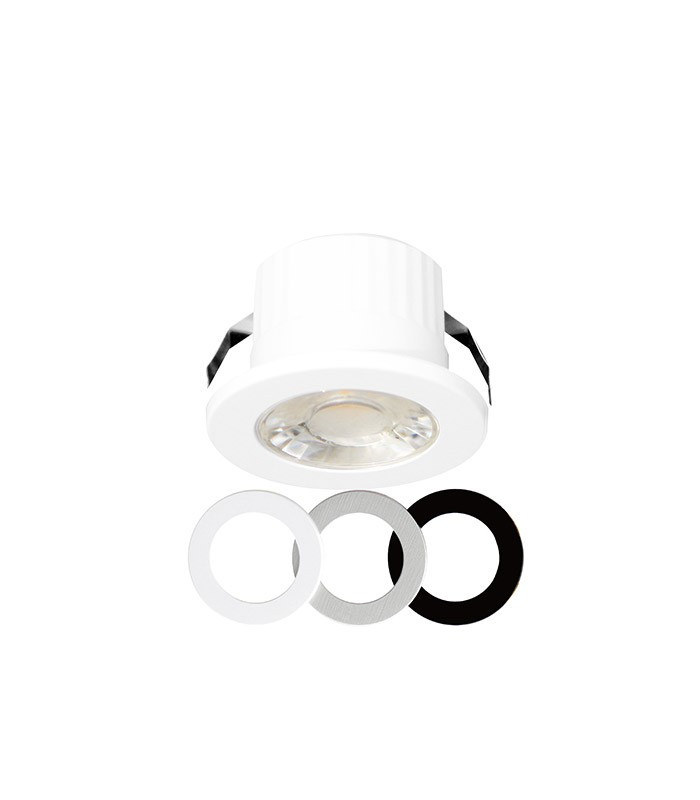 LED bodové svietidlo TRIPLET, 3 W, Ø 4,4 cm, CCT, biele s dekorom čierna, matny nikel