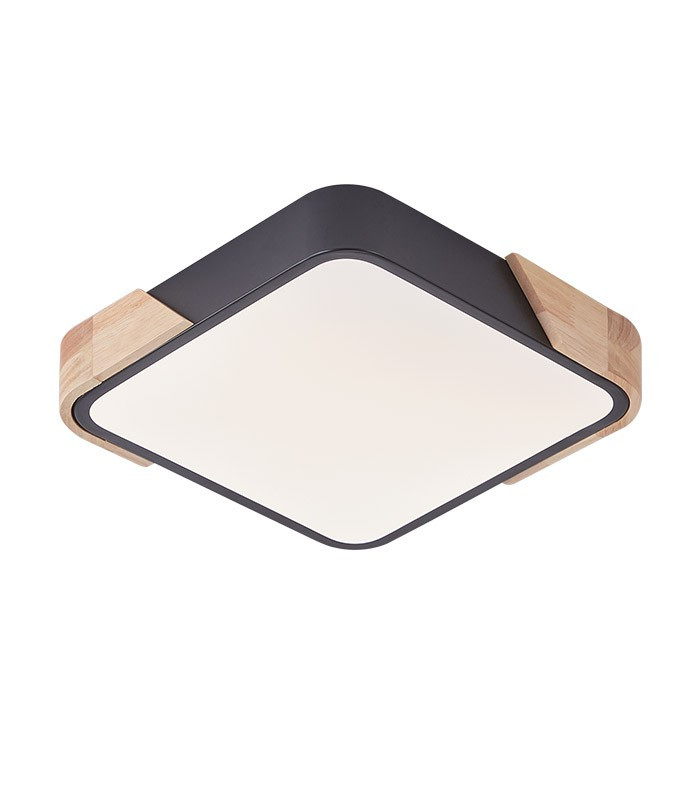 LED stropné svietidlo FINESSE S2-35, 35 W, Ø 42 cm, CCT, čierne s dreveným dekorom