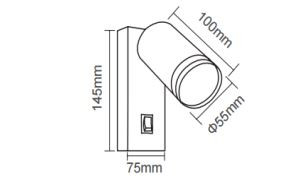 LED nástenné svietidlo LUMO-W, Ø 5,5 cm, čierne