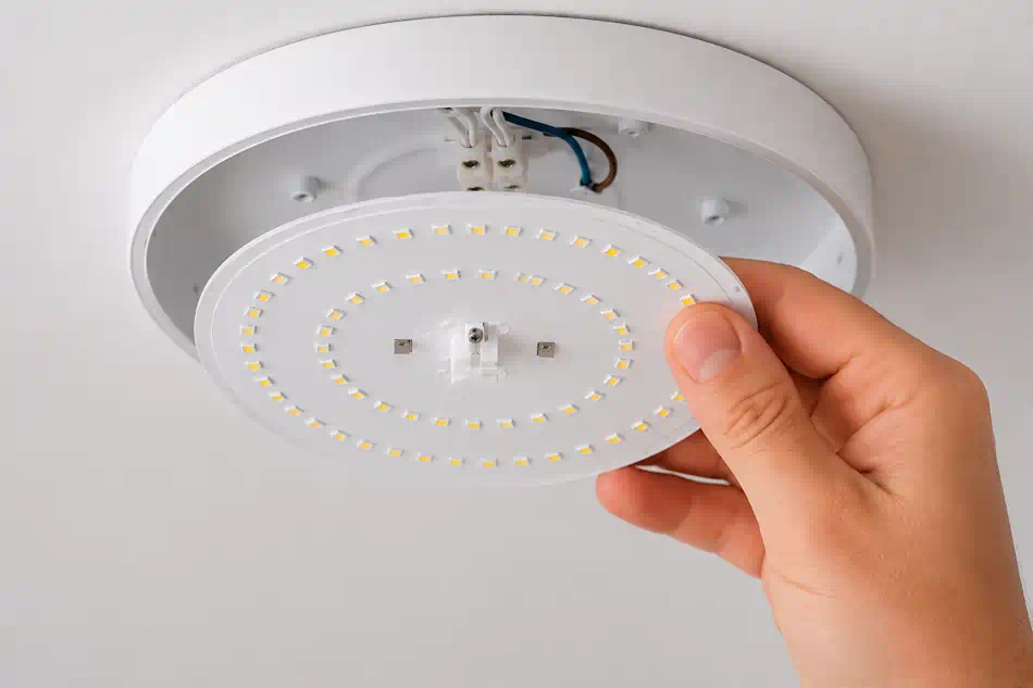 Montáž LED magnetického modulu – priloženie k magnetickému uchyteniu vo svietidle
