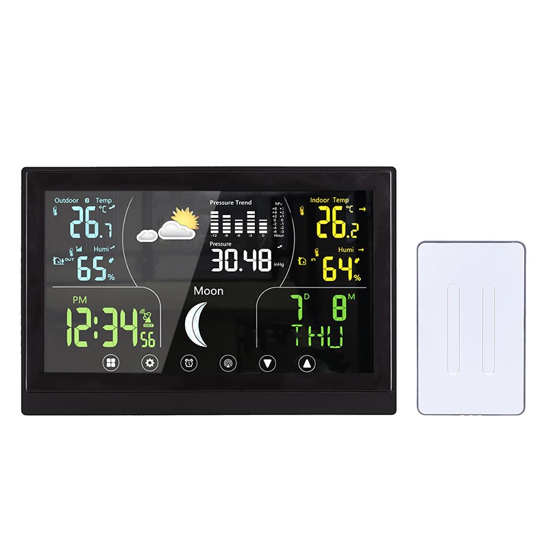 Meteostanica s dotykovým farebným displejom, teplota, vlhkosť, tlak, DCF, čierna (TE110B)