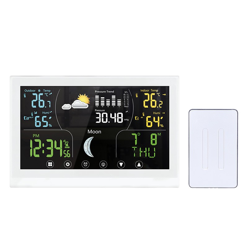 Meteostanica s dotykovým farebným displejom, teplota, vlhkosť, tlak, DCF, biela (TE110W)