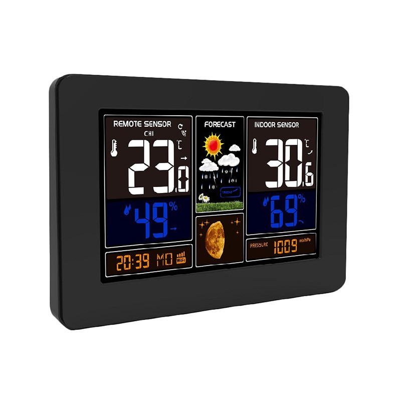Smart WiFi meteostanica s aplikáciou, farebný displej 19 cm, teplota, vlhkosť, tlak, čierna (TE81WIFI)