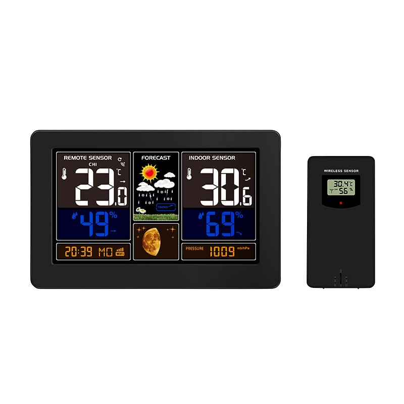 Smart WiFi meteostanica s aplikáciou, farebný displej 19 cm, teplota, vlhkosť, tlak, čierna (TE81WIFI)