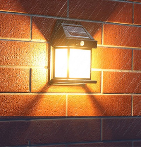 Solárny nástenný LED lampáš so súmrakovým senzorom, 100 lm, 3000 K, čierny (WL918)