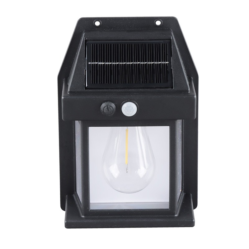 Solárny nástenný LED lampáš so súmrakovým senzorom, 100 lm, 3000 K, čierny (WL918)