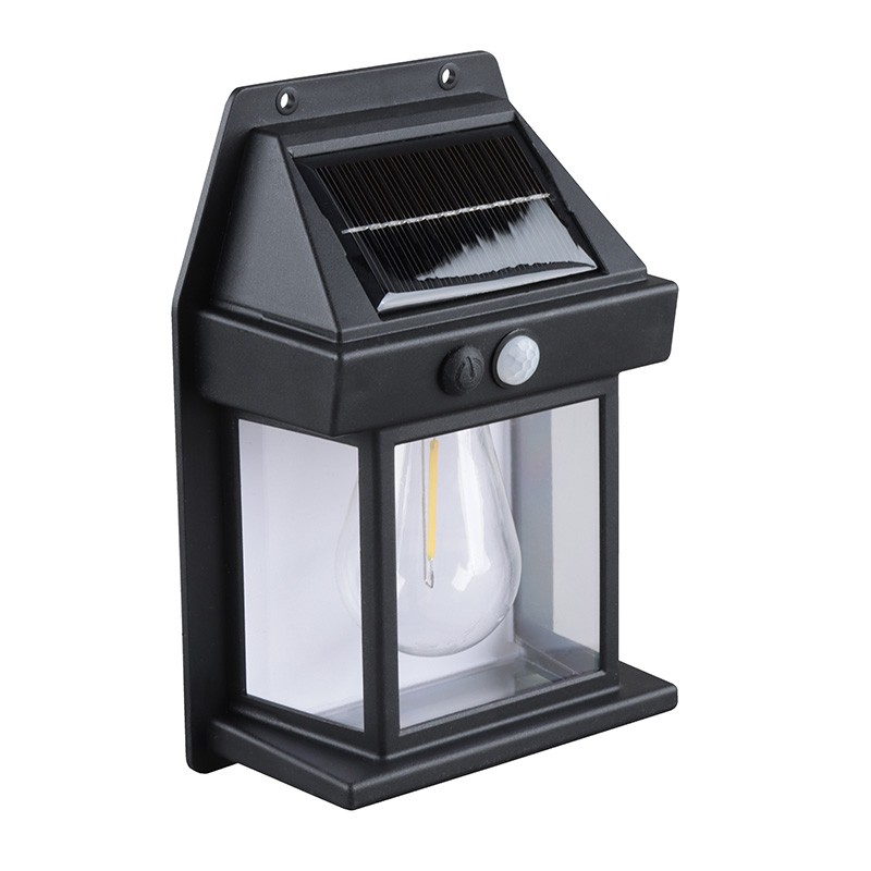 Solárny nástenný LED lampáš so súmrakovým senzorom, 100 lm, 3000 K, čierny (WL918)