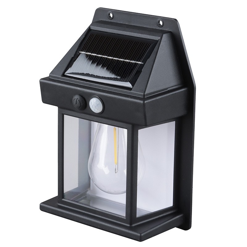 Solárny nástenný LED lampáš so súmrakovým senzorom, 100 lm, 3000 K, čierny (WL918)