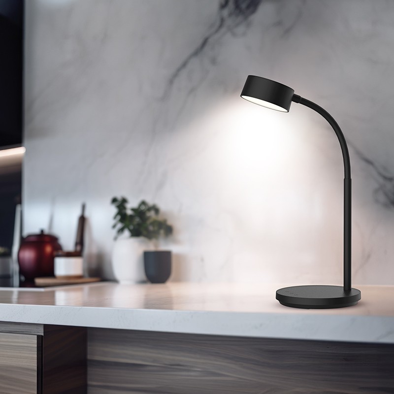 Stolová LED lampička 4,5 W, 300 lm, 3 farby svetla, stmievateľná, USB, čierna (WO3000-B)