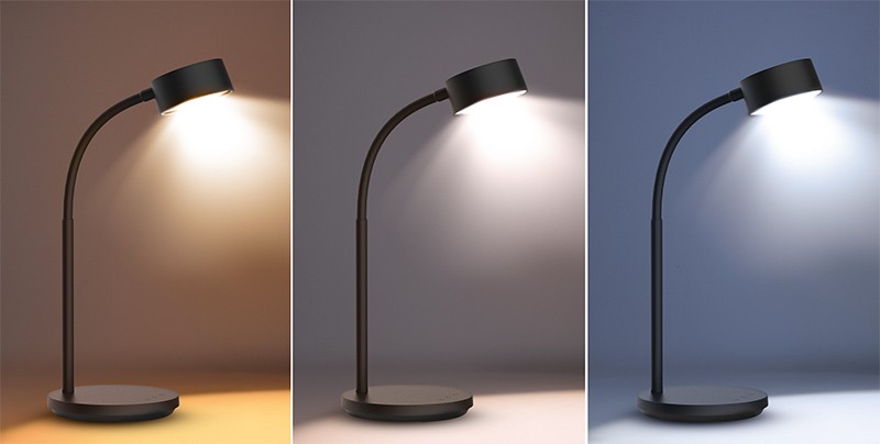 Stolová LED lampička 4,5 W, 300 lm, 3 farby svetla, stmievateľná, USB, čierna (WO3000-B)