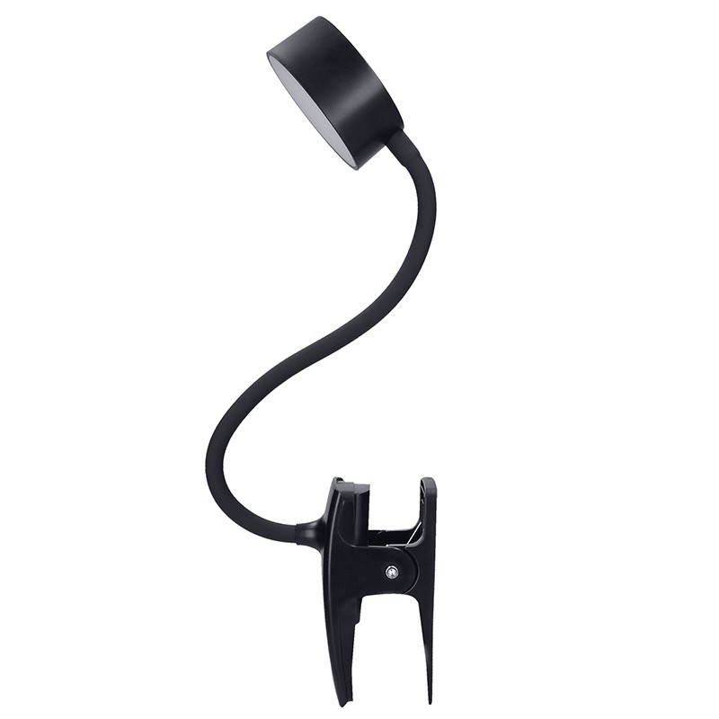 Nabíjacia LED lampička s klipom 2 W, 210 lm, 3 farby svetla, stmievateľná, čierna (WO3001-B)