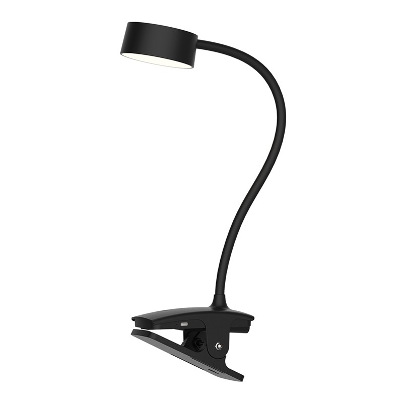 Nabíjacia LED lampička s klipom 2 W, 210 lm, 3 farby svetla, stmievateľná, čierna (WO3001-B)