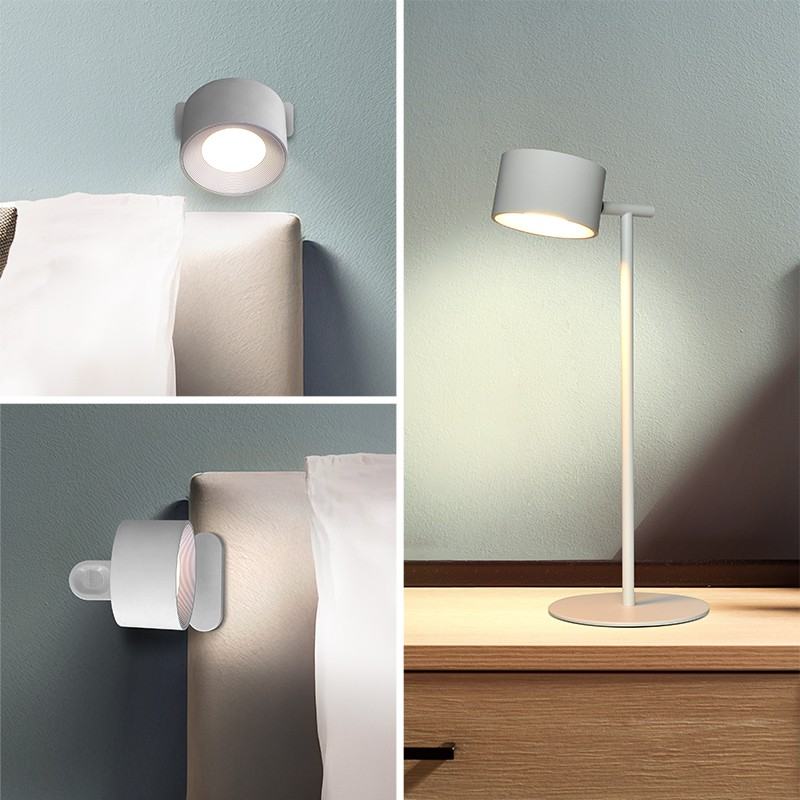 Nabíjacia LED lampička 3v1 4 W, 280 lm, stojan, klip aj na stenu, biela (WO68-W)