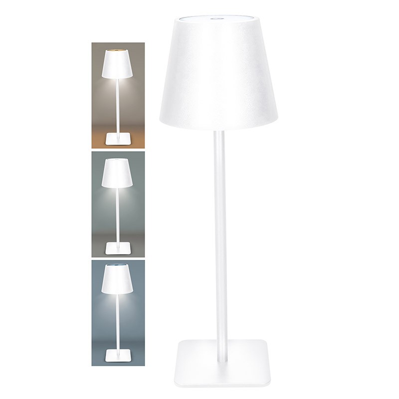 Nabíjacia LED lampička Lucca 120 lm, 3 farby svetla, plynulo stmievateľná, biela (WO69-W)
