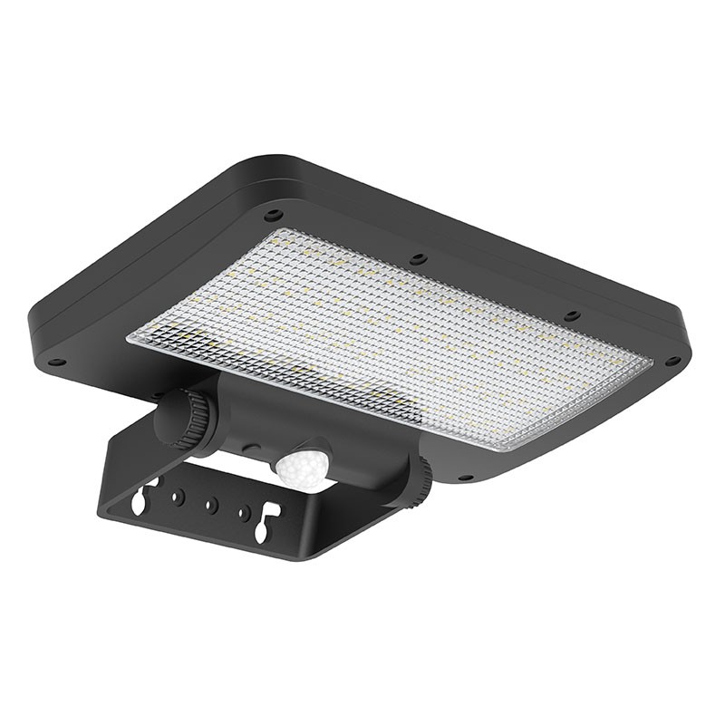 Solárne LED svietidlo s pohybovým senzorom 5 W, 500 lm, 4000 K, IP54, čierne (WO7204)