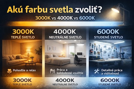 Akú farbu svetla zvoliť (3000K vs 4000K vs 6000K)