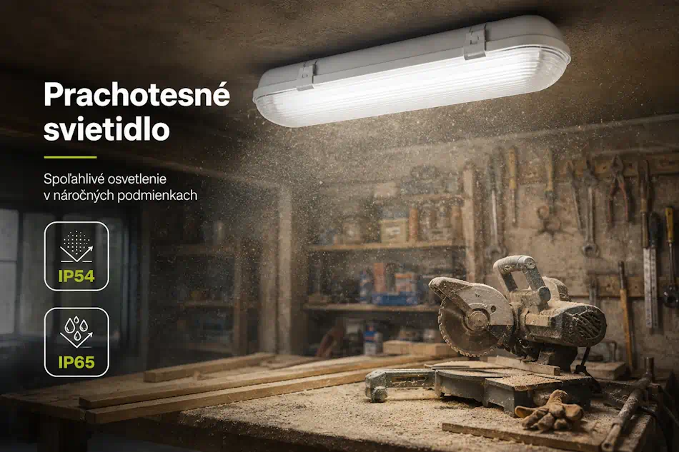 Prachotesné LED svietidlo IP65 v dielni s prašným prostredím