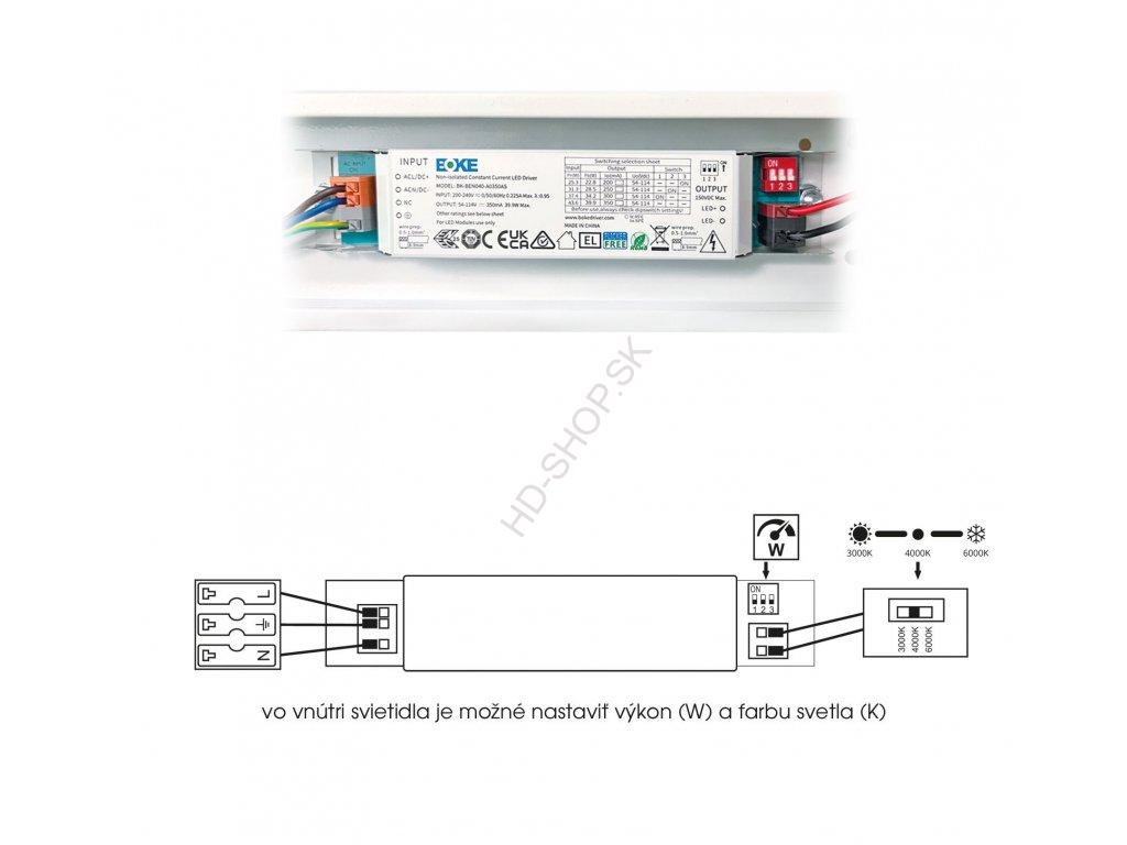 LED stropné kancelárske svietidlo 120cm 24-40W CCT