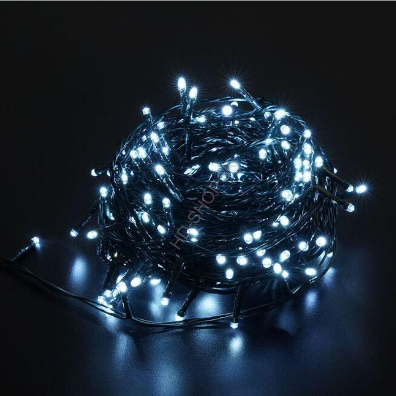 LED vianočná reťaz 100xLED/8 funkcií  13m studená biela, IP44