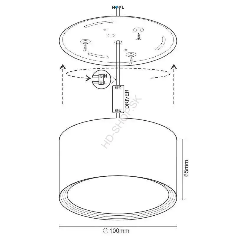 Valcové LED svietidlo 12W 4000K