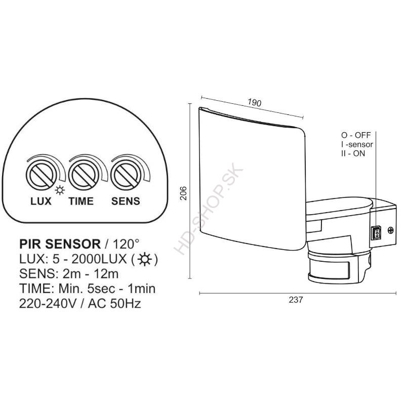 LED reflektor+senzor 24W/4000K šedý