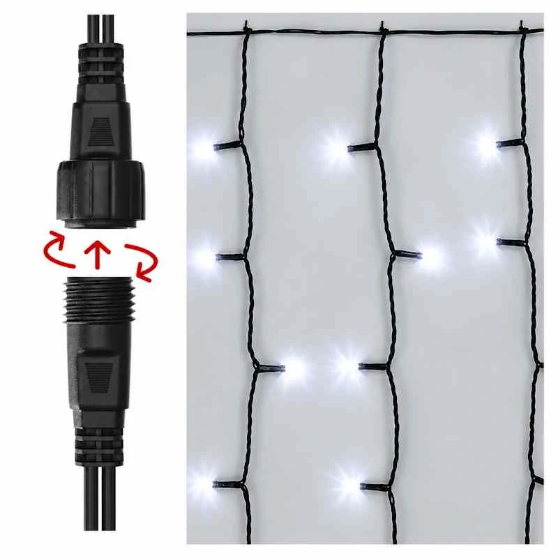 Standard LED spojov. vianočná reťaz – záclona, 1x2 m, vonkajšia, studená biela