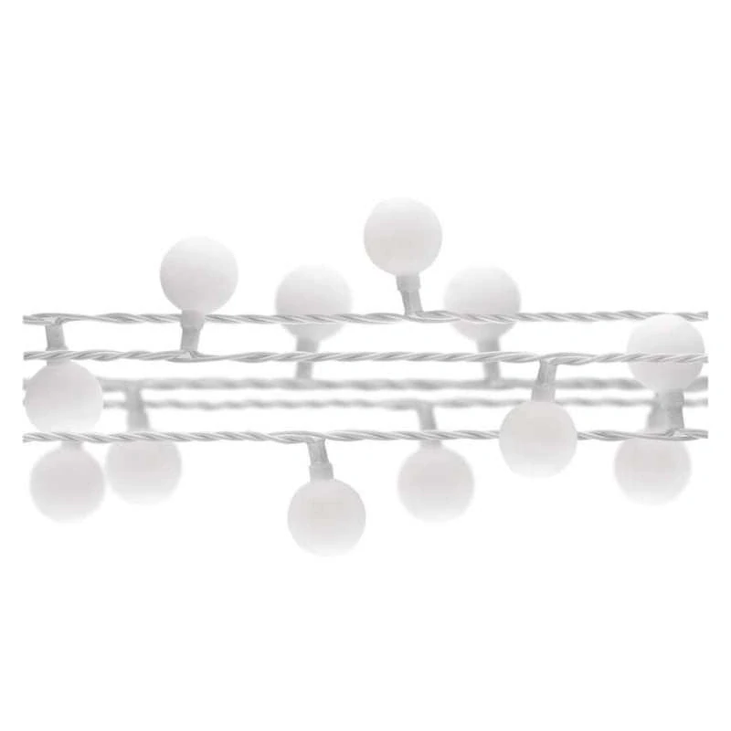 LED svet. cherry reťaz – guličky 2,5cm, 4 m, vonkajšia aj vnútorná, studená biela, časovač