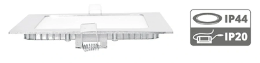 Zapustený štvorcový LED panel 12x12cm,6W,4100K,IP20, chróm