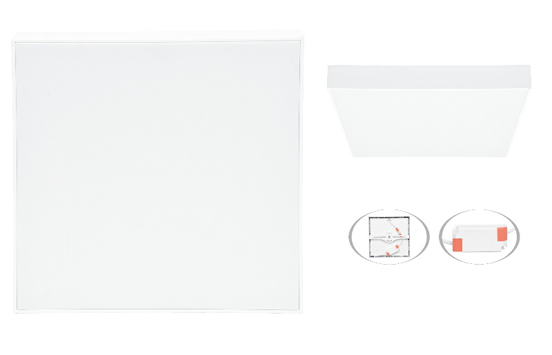 LED štvorcové prisadené svietidlo 24W, 170mm