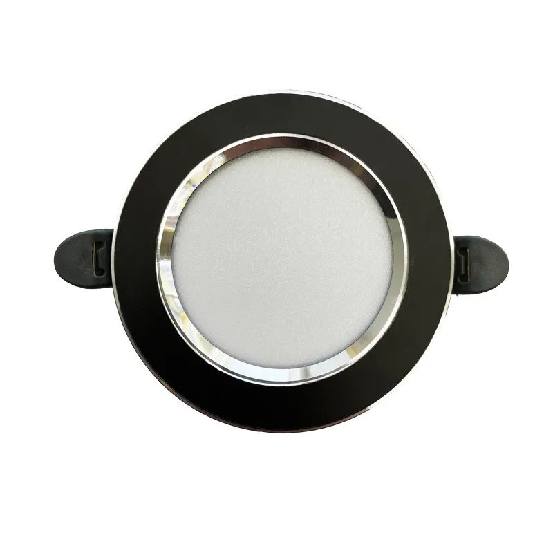 NEDES zapustený LED panel kruh 7,5W / 4000K / čierny+strieborný prúžok