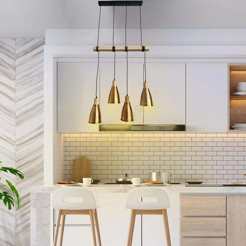 Závesné kovové svietidlo antická medená - 4x E27