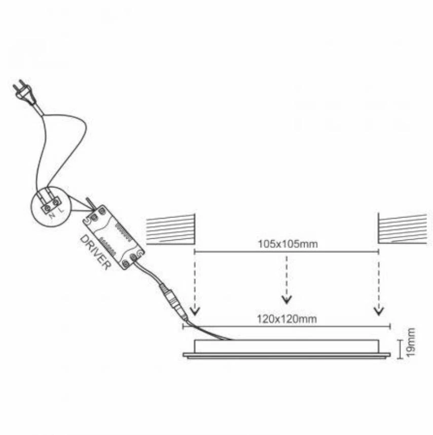 SMART LED panel zapustený WIFI 6W / 3000K-6500K biely