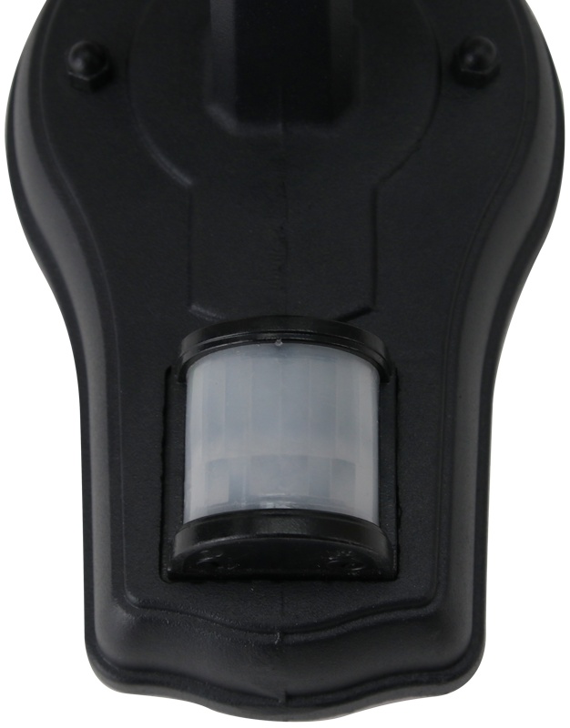 Exterierové senzorové nástenné svietidlo, so stojacim ramenom