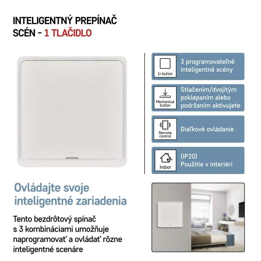 GoSmart Prenosný ovládač scén IP-2001ZW, ZigBee 3.0, 1-tlačidlový
