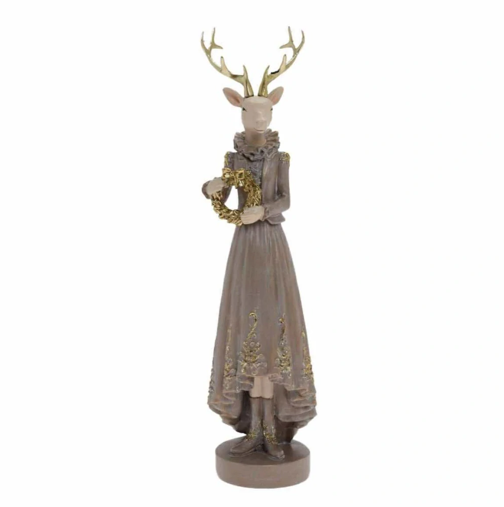 Jeleň béžový polyresin 37cm lady