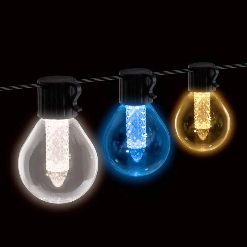 SMART solárna LED reťaz G40 – 15 žiaroviek, Bluetooth + IR ovládač, 21 h, IP65